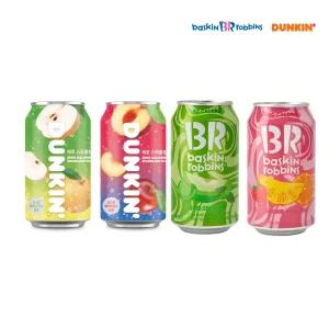 [내일도착] 던킨x배스킨라빈스 제로 스파클링 탄산음료 350ml 4종 24개 (자두/배/레인보우샤베트/애플민트)