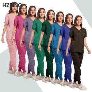 간호 의료 유니폼, 반팔 상의 바지, 하이 퀄리티 간호사 유니폼, 여성 미용실, 약국 작업 세트, 청소 스크