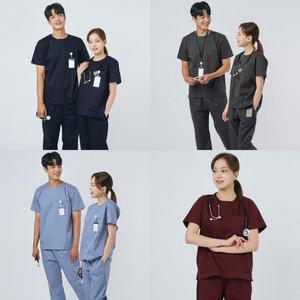 4색 쿨스판 남성 여성 베이직 스크럽복 세트 간호유니폼 병원복 간호복 병원유니폼