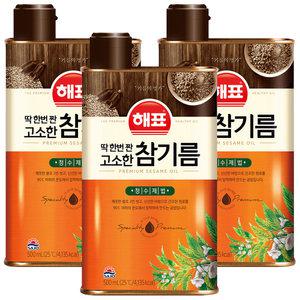 해표 고소한 참기름 500ml x 3개