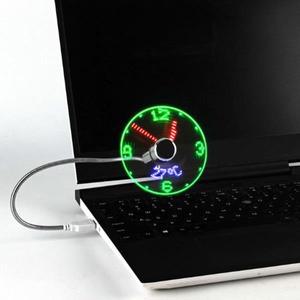 LED 시계 선풍기, DC 5V 미니 냉각 깜박이 팬 온도 디스플레이, 유연한 구스넥