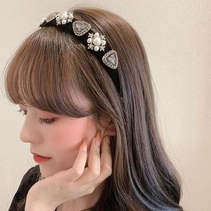 [JHQS7NKZ_4B](찜했당) 진주머리띠 크로스 벨벳 머리띠