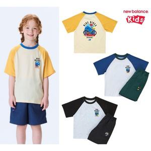 [롯데백화점]뉴발란스 KIDS RIDER_일러스트 포인트 반팔 셋업 (NK9YF2604U)
