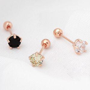 14k 금침 로즈골드 4mm 컬러 큐빅 피어싱