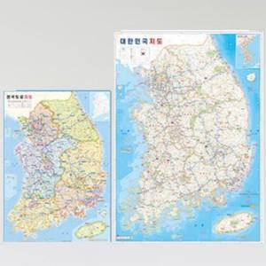대한민국 미니 지도 전국도로 (50x70cm) 휴대용 우리나라 전도