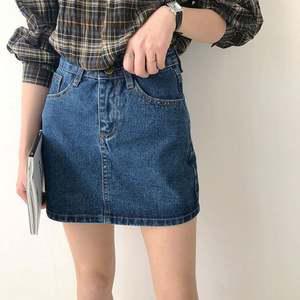 (당일출고) 여성 청치마 데님 하이웨스트 슬립 미니 스커트 슬림 캐주얼