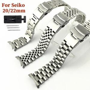 호환품 세이코 SKX007 009 도구 스트랩 액세서리에 대 한 20mm 솔리드 스테인레스 스틸 워치 밴드 곡선 끝