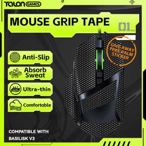 Razer Basilisk V3 PRO용 TALONGAMES 마우스 그립 테이프 1팩 손바닥 땀 흡수 방지 미끄럼 방지 그립 잘라