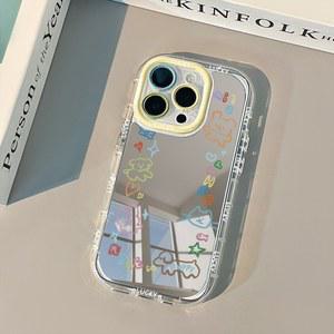 미니멀리스트 동물 전화 케이스 iPhone 16 15 14 13 12 11 ProMax XS XR Max 7 8 Plus 미러 귀여운 보호 커버