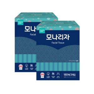 모나리자 피부저자극 180매 3입 1+1개 총6입(1,080매) 각티슈 천연펄프 미용티슈