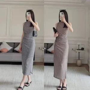 마킷3 여성 원피스 플로럴 날염 페이크 투피스 여름 롱스커트 JEN2