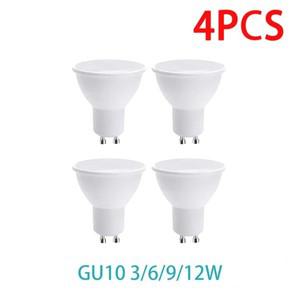 4개 LED 스포트라이트 전구 GU10  3W 6W 9W 12W 180  빔 각도  루멘 실내   조명