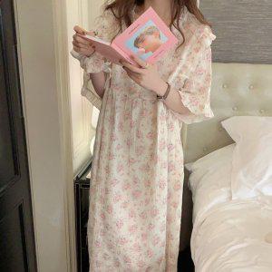 베니유니 로즈멜로우 원피스 홈드레스 잠옷 루즈핏 빅사이즈 홈웨어 임산부 수유맘 수유복