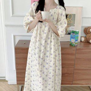 베니유니 라 벨 라벤더 원피스 홈드레스 루즈핏 빅사이즈 홈웨어 임산부 수유복 마실 등원룩