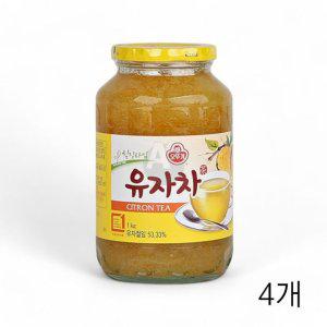오뚜기 유자차 1kg X 4개 액상차 사무실 카페 과일차