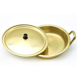 레트로 양은 전골냄비 라면 찌게 노란 양수냄비 22cm
