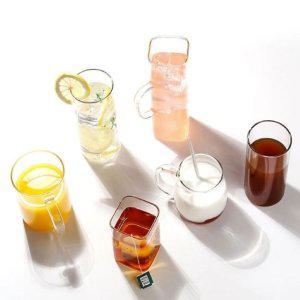 내열 유리컵 맥주잔 골드링 420ml 글라스 물잔 물컵
