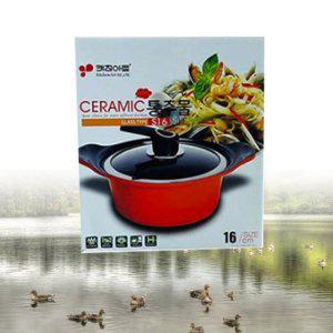무쇠냄비 파스타 찌개 세라믹 통주물 양수냄비 16cm