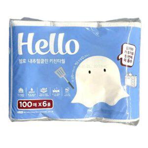 헬로 키친타올100매X6개입 물기제거 기름기제거 타올