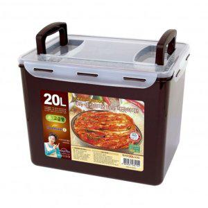 쿨맥시2 직사각 밤색 20L 투핸들형 밀폐용기 김치통C