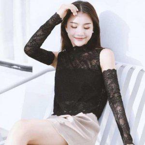 레이스 팔토시 데일리 여성 롱 클래식 반장갑 망사