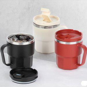앳지 이중스텐머그 400ml 커피 손잡이 뚜껑 머그컵