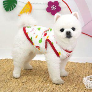 강아지옷 레몬 화이트 1P 패턴 여름 면티 애견 티셔츠
