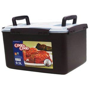 사각 손잡이 플라스틱 밀폐 김치통 쵸코 9.5L 1P 용기