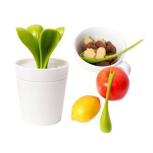 새싹화분 스푼포크 4P 수저 간식 새싹화분 클로버 포