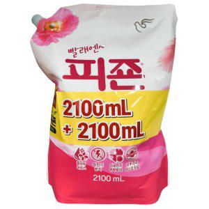 피죤 섬유유연제 2100ml + 2100ml 리필 핑크로즈