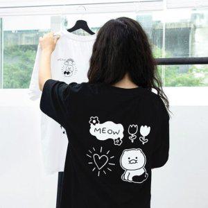 1P 반팔티 카카오 블랙 프렌즈 두들 티셔츠