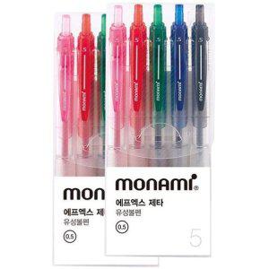 모나미 컬러 유성 볼펜 0.5mm 5색 세트 2P 필기도구