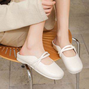 여성 부드러운 둥근코 블로퍼 1P 꼬임 스트랩 슬리퍼