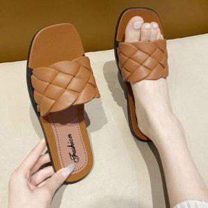 여성 꼬임 스트랩 플랫 슬리퍼 1P 여름 신발 사무실