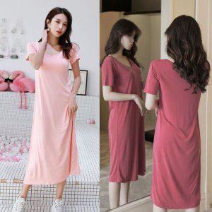 잠옷 여자 원피스 여성 노브라 캡내장 모달 라