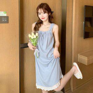 원피스 파자마 리본 실크잠옷 여자잠옷 홈웨어