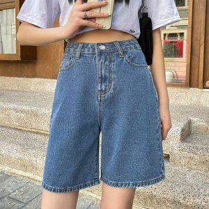 데님팬츠 데님바지 청반바지 5부 청 여성 통