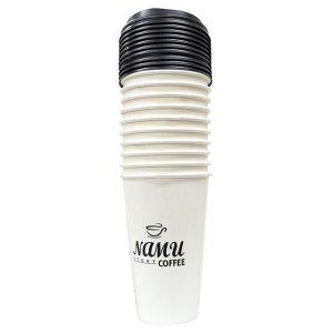 따뜻한 커피 한 잔 일회용 종이컵 뚜껑세트 480ml 10P