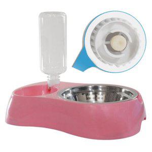 강아지 반자동 급수기 식탁 핑크 1P 물그릇 밥그릇