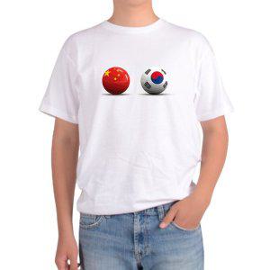 반팔 라운드티 한국 중국 차이나 국기 동북아