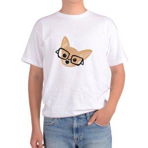 반팔 라운드티 치와와 강아지 시력 안경 dog
