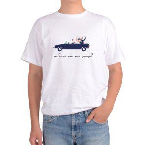 반팔 라운드티 신혼여행 웨딩카 결혼 부부