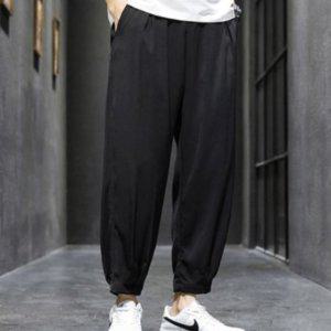 남자면바지 남성 9부바지 밴딩 와이드 남자밴딩