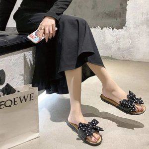 여성 키높이슬리퍼 나비리본 샌들 통굽슬리퍼 사