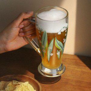 머그컵 커피잔 500ml 그린 음료잔 꽃프린팅