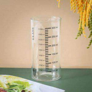 머그컵 커피잔 350ml 투명잔 주스 눈금패턴 잔