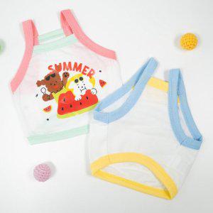 강아지 바캉스 크롭 나시티 1P 여름 민소매 티셔츠