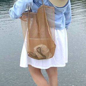 물놀이 망사 숄더백 가방 네트백 비치백 브라운
