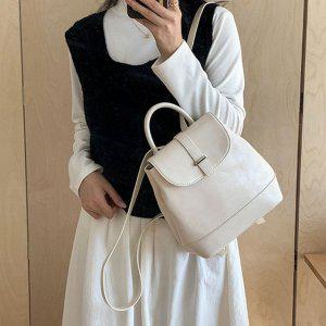 예쁜 대학생백팩 아이보리 데일리 가죽 가죽백팩