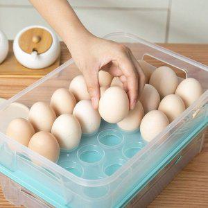 투명 24구 계란트레이 적층식 뚜껑형 계란보관함
